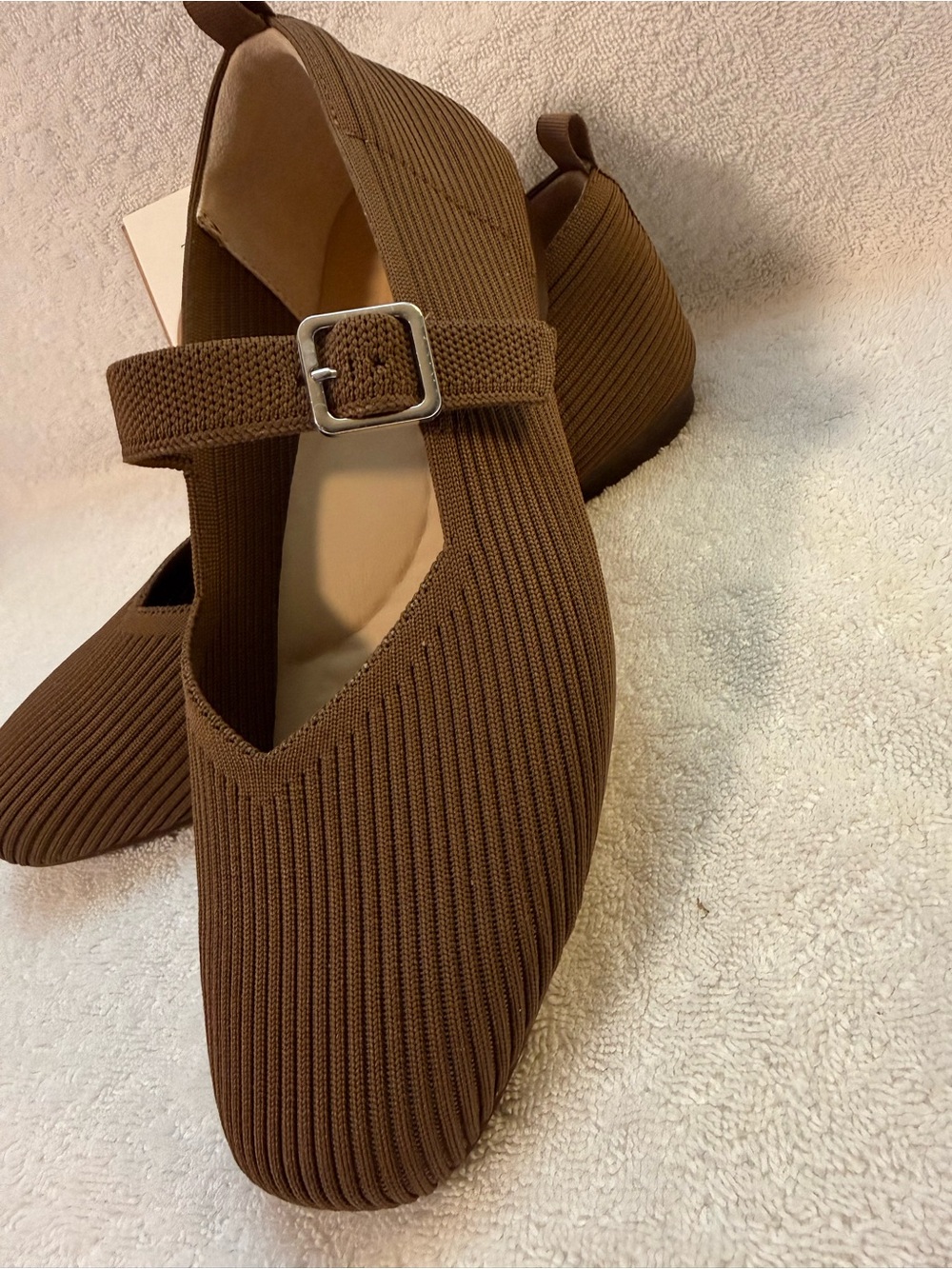 ZHILETAO Brown Ribbed Mary Jane Flats bundle shoes for deeper discount - Picture 2 of 12